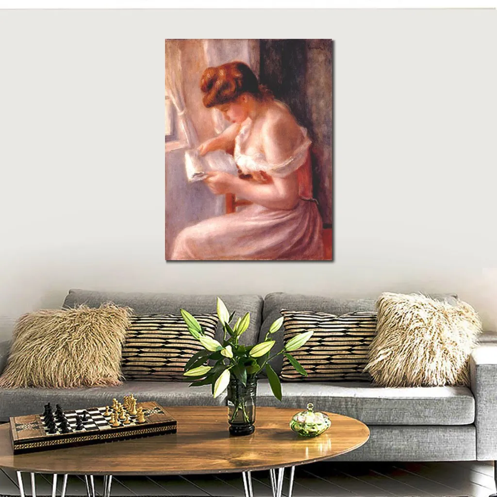 Figure Canvas Art Women A Girl Reading Pierre Auguste Renoir Paintings Handmade Modern Artwork House Decor