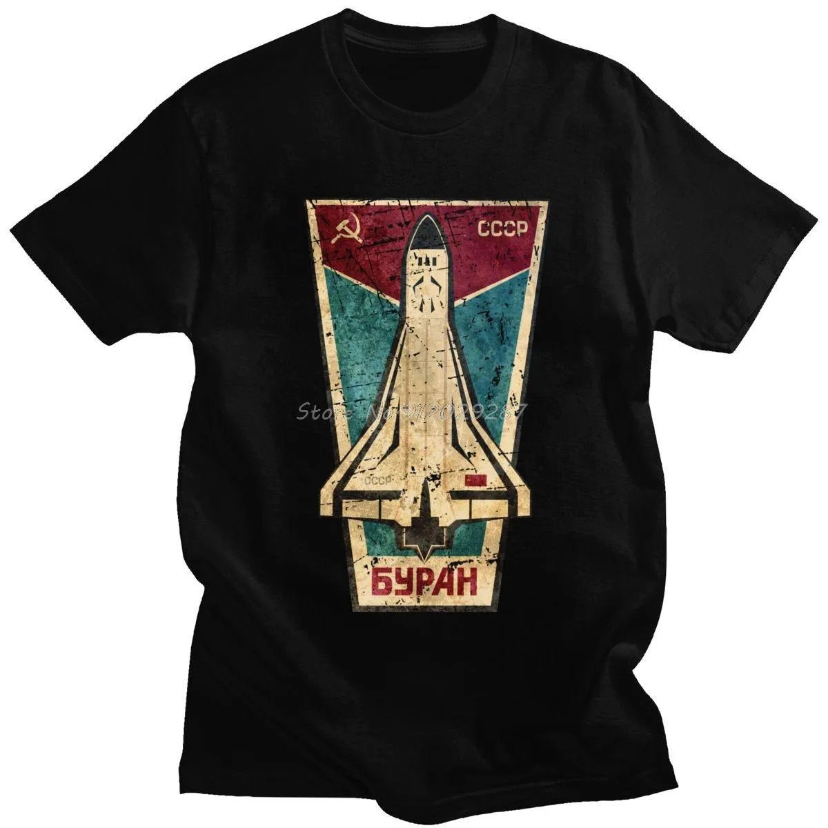 トレンチスタイリッシュロシアのCCCPブルランTシャツスペースシャトルエンブレムTシャツメンズ半袖夏のティーソビエト連邦ソ連宇宙船Tシャツ