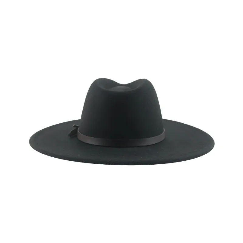 Fedoras Felted Hat Solid Band Casual Cap 9.5cm Wide Brim Hats for Men Women  Winter Autumn Chapeu Masculino