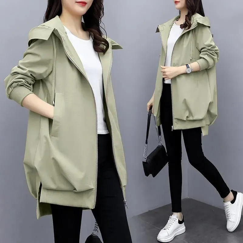 Suits 2022 New Autumn Women's Jacket Long Sleeve Casual Windbreaker Female Hooded Overcoat Loose Basic Coats Lady Outwear