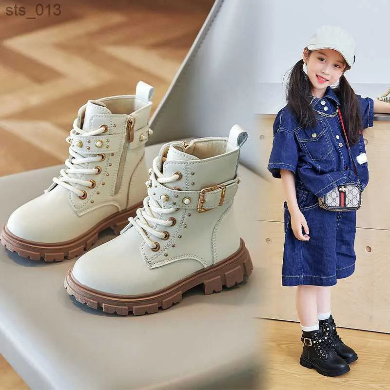 Children s Boots New Autumn winter 2023 Girls Short Boots Students White Shoes Big Child Soft soled Shoes Boots Children 300 L230518