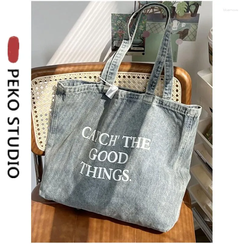 Tasche Hochwertige Denim Tote Buch Student Messenger Schulter Umhängetasche Ins Casual Tuch Mädchen