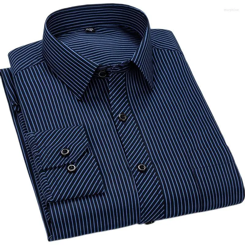 Chemises habillées pour hommes BigTall hommes rayé FormalSocial à manches longues travail d'affaires Smart chemise décontractée grande taille 47 48