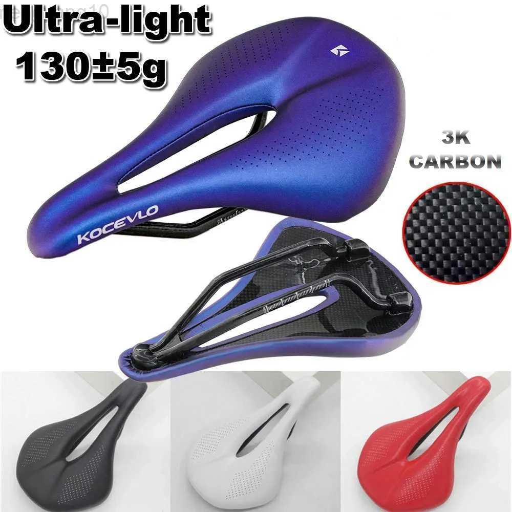 Bike Saddles NEW KOCEVLO carbon fiber saddle road mtb mountain bike bicycle saddle for cycling saddle trail comfort races seat red white 130g HKD230710