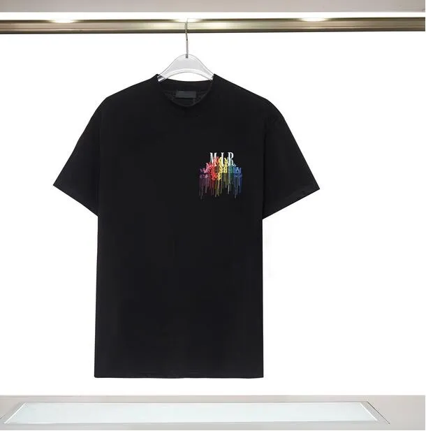 メンズTデザイナーTシャツエディションTEES STREET WEAR SUMMER SPLASH-INK LETTERプリント半袖ルーズクルーネックDZ