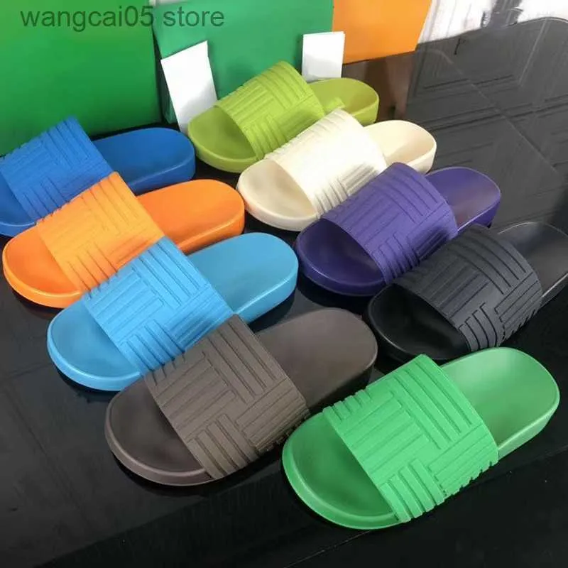 2023SS Terlik Kadın Kabartmalı Fransız Intrecciato Slide Slide Slider Erkek Tasarımcısı Sandalet Kauçuk Flip Flops Yaz Ayakkabıları Dearfoam Düz Göbek Parkeet T230710