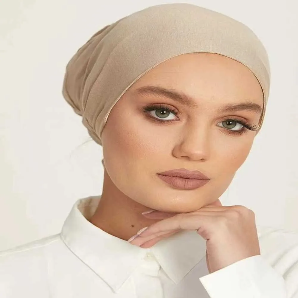 2023 Berretto tubolare base modale monocromatico, Foulard, Sciarpa in cotone mercerizzato elastico, Cappello piccolo, Hijabcap, Malese