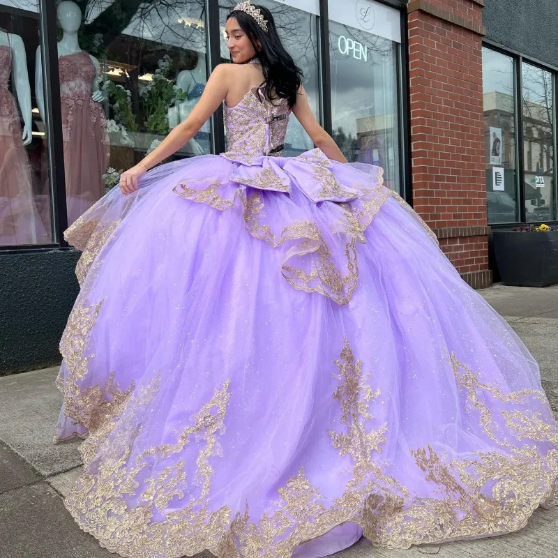 Lavender and hotsell gold prom dresses