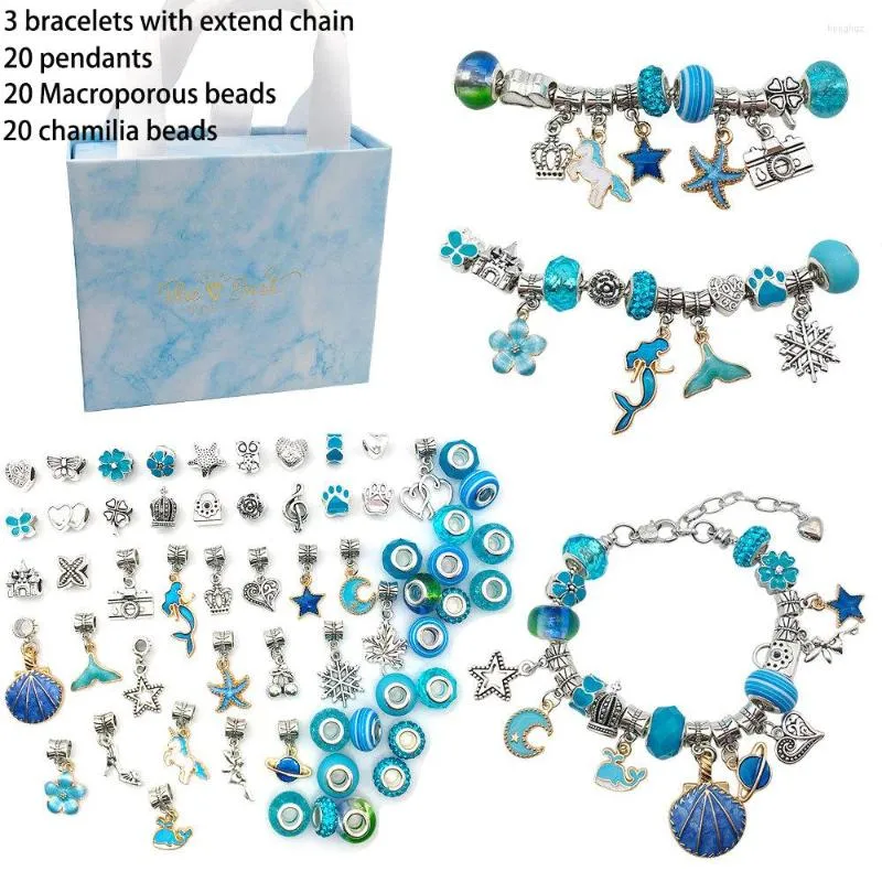 Bracelet bricolage breloque dessin animé Bracelet perles faisant Kit bijoux fournitures cristal chaîne artisanat cadeaux ensemble pour fille adolescents