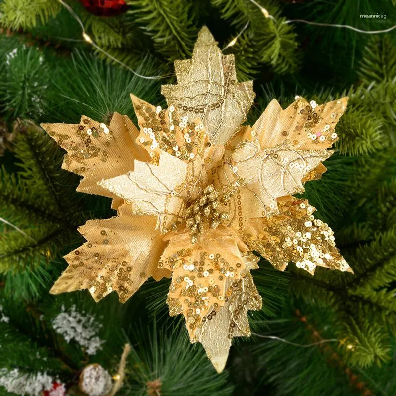 装飾花 20 センチメートルクリスマスグリッター人工クリスマスツリーの装飾造花ベリー年パーティー DIY ホームデコレーション用品