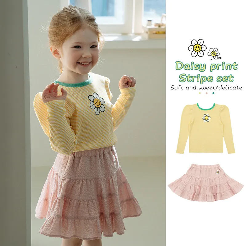 T-shirts coréens enfants vêtements t-shirts jupes costume pour PS printemps bébé filles coton chemises à manches longues robe vêtements pour enfants 230707