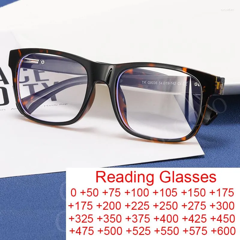 النظارات الشمسية الفاخرة مربع نظارات القراءة عتيقة للرجال الأعمال TR90 Ultralight Blue Light يمنع Computer Eyewearrent Eyewear