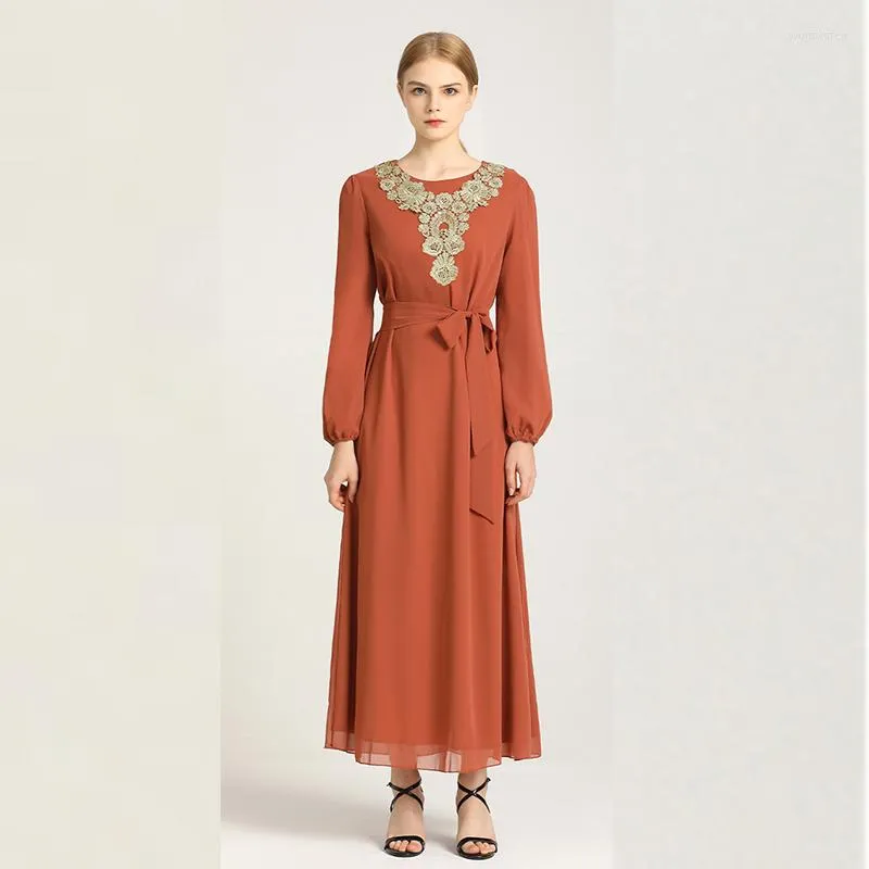 Abbigliamento etnico Abito lungo musulmano Donna Abaya Abiti da caftano marocchino turco Jilbab Abiti Dubai Abiti islamici Eid Mubarak Djellaba Femme