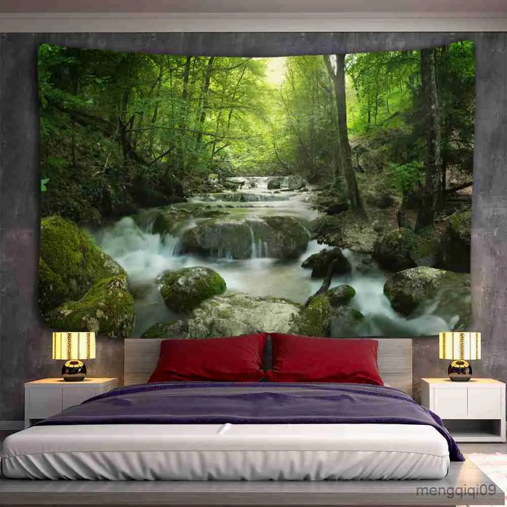 Tapisseries Green Brook Forêt Tapisserie Tenture Naturelle Paysage Art Chambre Esthétique Chambre Décor À La Maison R230710