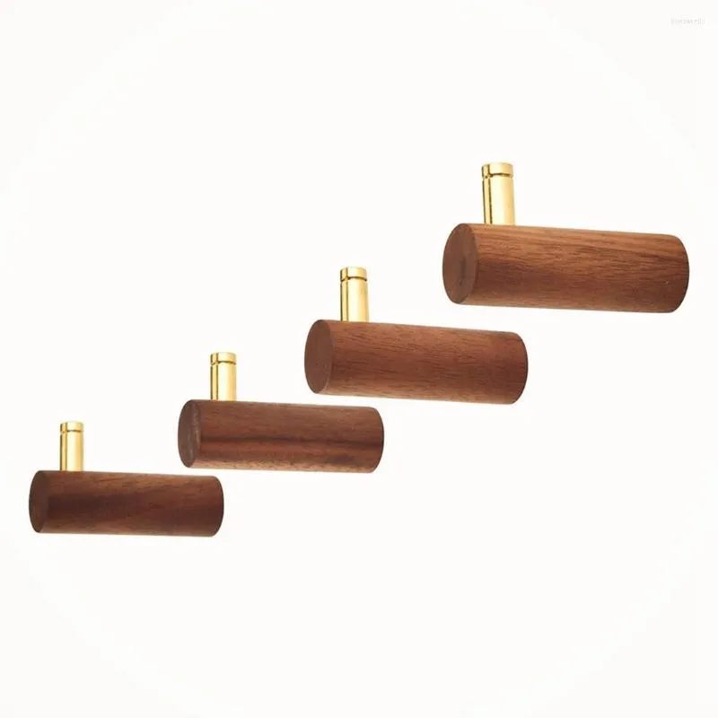 Hooks 4 Pack Coat Hook Decorative Wall Hanging With Gold Nails For Clothes Robes Hats Backpacks Keys Etc Black Walnut