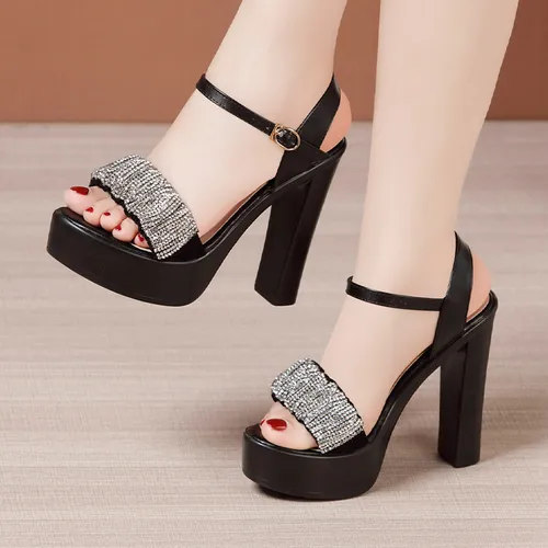 Small black online heel sandals