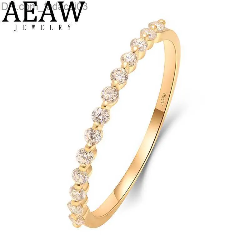 Wedding Rings AEAW 13pcs 16mm 10K Golden Moissanite Wedding Band All Eternal Moissanite Stackable Engagement ring Women Matching Band Z230712