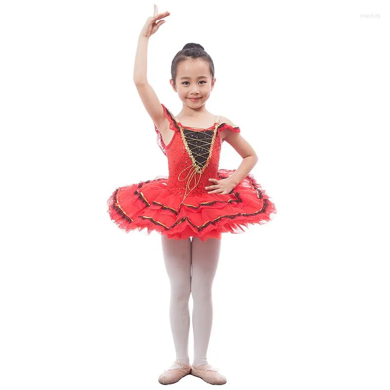 Scène porter incroyable espagnol rouge Ballet danse Tutu femmes/enfant Performance/compétition Costume filles ballerine paillettes robe