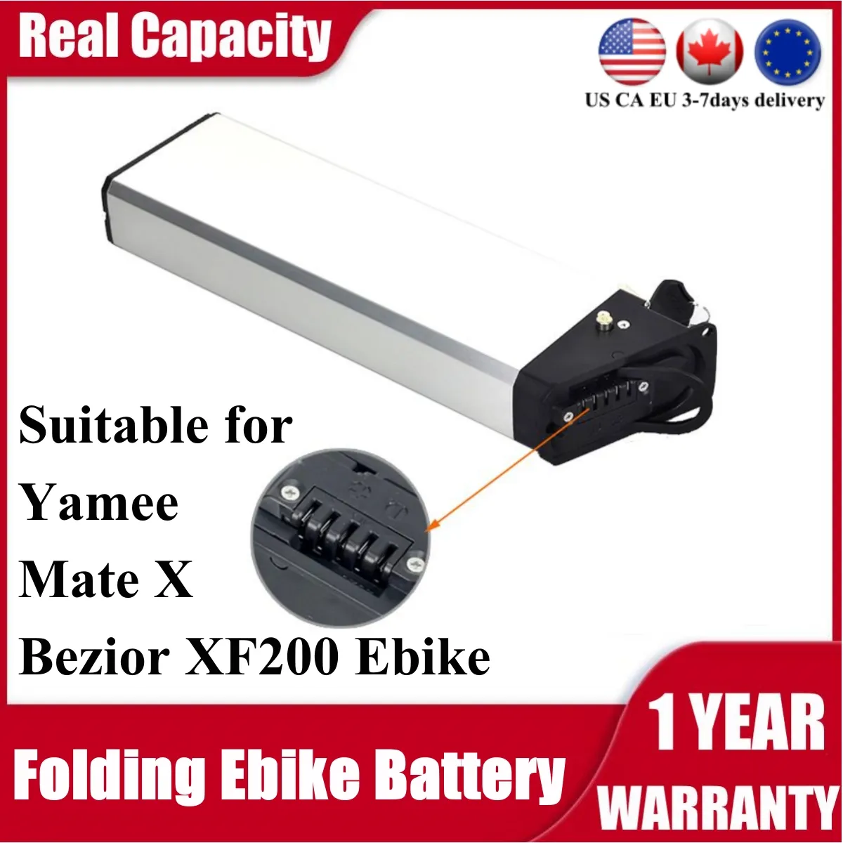 Bateria de bicicleta elétrica dobrável 52V Ebike DCH-009 48V17.5Ah 500W 750W adequado para Bezior XF200 Yamee Mate X bicicleta elétrica