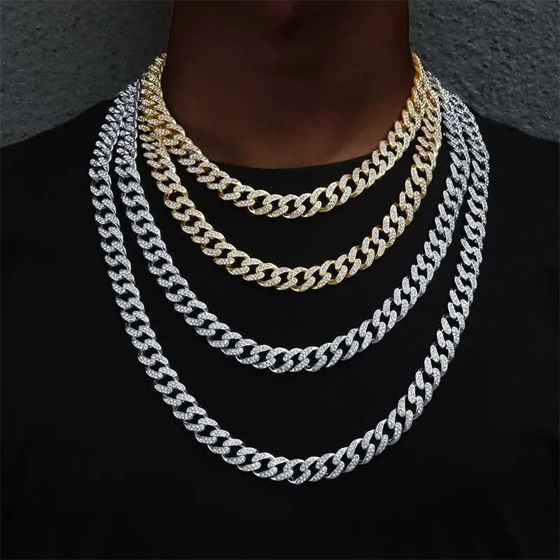 Brins Hommes Femmes Hip Hop Glacé Bling Chaîne Collier De Haute Qualité 13mm Largeur Miami Cubain Hiphop Colliers Bijoux De Mode 230613