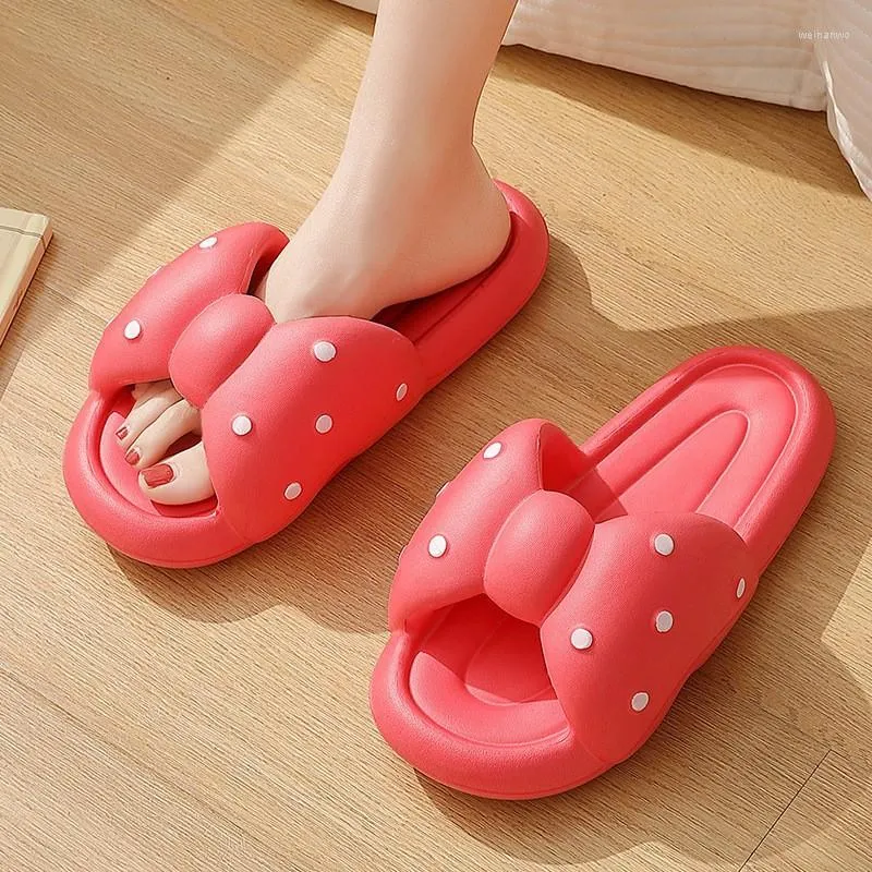 Slippers Home Flip Flops Bow Tie Women Shoes Platform Cloud Summer Beach Non Slip House Men Male Ladies Cartoon Cute 2023