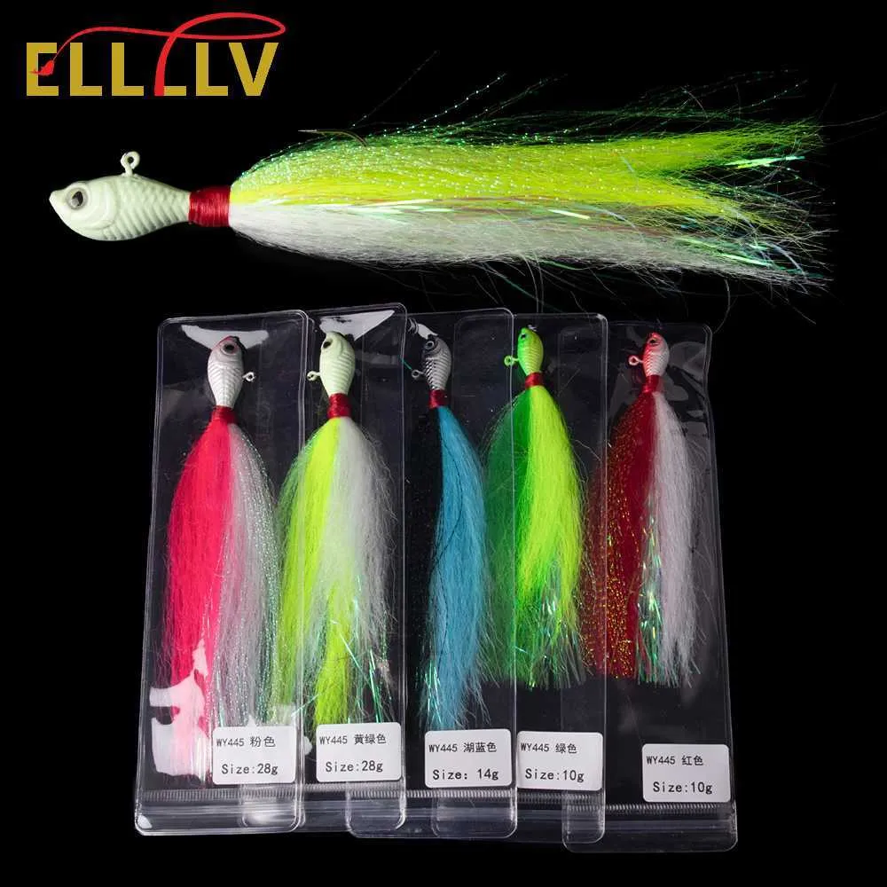 Yemler elllv 10g 14g 28g çok boyutlu deniz balıkçılığı jig kafa kancası cazibesi hızlı batırma bas/tatlı su için yapay yem/tuzlu su balıkçılığı hkd230710