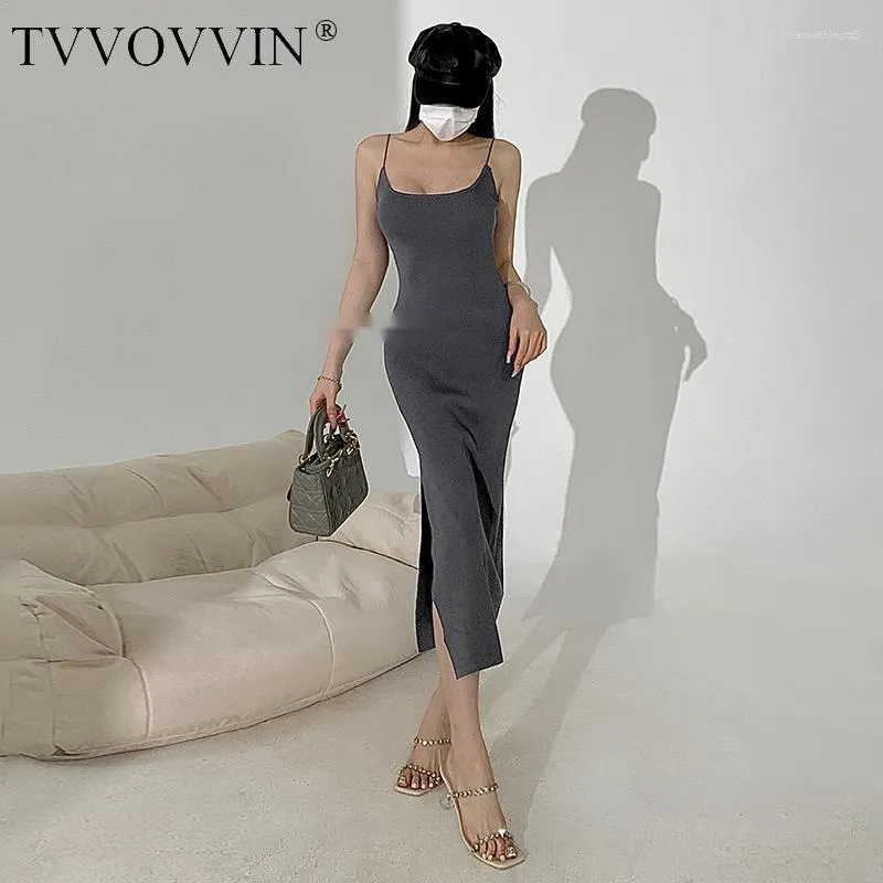 Повседневные платья TVVovvvin 2023 Summer Women's Spight Girl Thin Ploudse Charbind Elastic Sexy Wrap Hip Dress Slim Fashion 3xo8