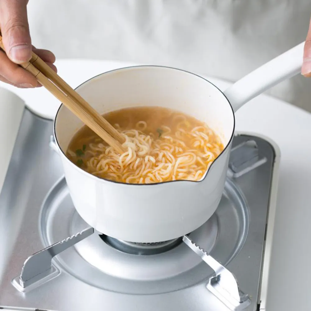 Milk Pot 15cm Enamel Kitchen Butter Warmer Induction Cooker Gas Stove Japanese Style Melting Breakfast Saucepan Boiling Porridge 230710