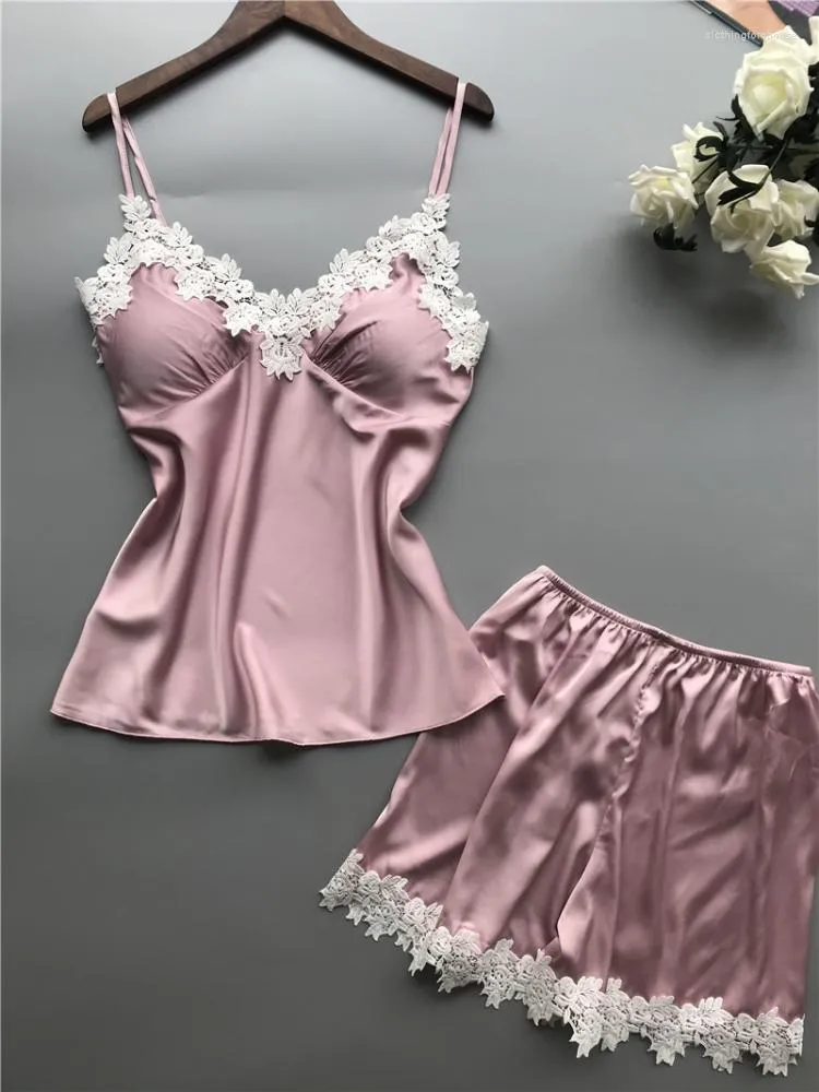 Plus Size Silk Pajama Set With Bustier With Suspenders For Women