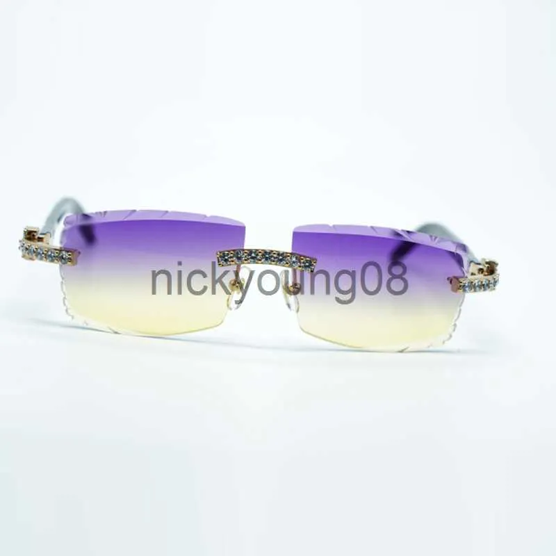 Óculos de sol XL Diamond Cool buffs Óculos de sol Woow 3524031 com pernas de chifre de búfalo híbridas brancas e pretas naturais e lente de corte de 57 mm x0710