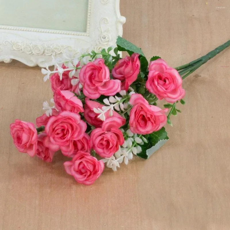 Kwiaty dekoracyjne 1 Bukiet Piękna Imitacja róży Mini Sztuczny Bez podlewania Realistyczny Długotrwały