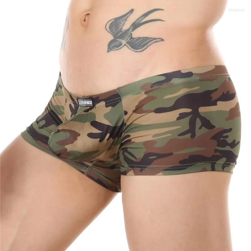 Kalsonger Herr Underkläder Sexiga Boxers Camouflage Boxershorts Militär Man Bulge Pouch Hombre Cueca Boxer Trosor Hög kvalitet