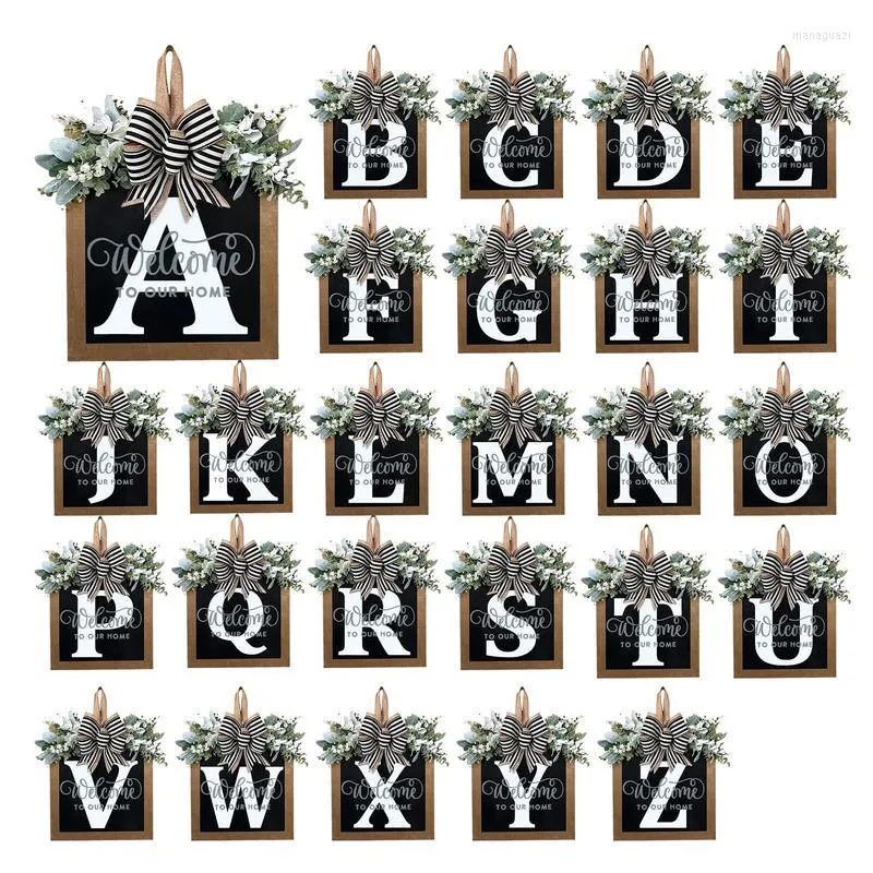 Decorative Flowers Letter Front Door Wreath Last Name Sign 26 Wall Hanger Garden Acrylic Outdoor Initial Wedding Gift