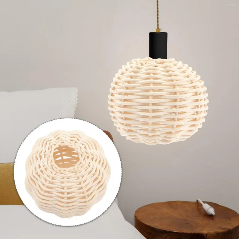 مصابيح قلادة 2 PCS الغطاء الواقي من Japandi مصباح مصباح Lampshade DIY Supply Supply Disrodative Rattan Rattan Coverings Sencate Light