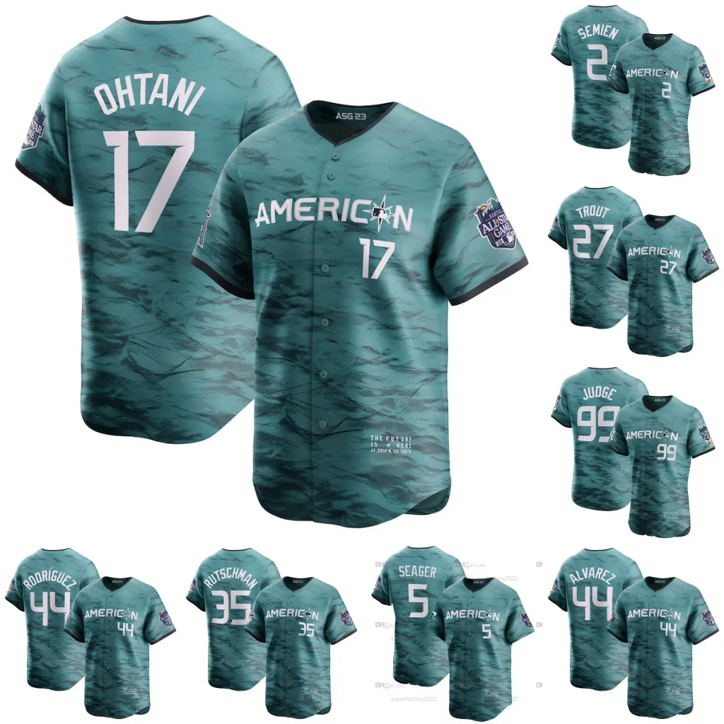 Shohei Ohtani American League 2023 All Star Jersey Mike Trout Yordan Alvarez Vladimir Guerrero Jr Randy Arozarena Corey Seager Aaron Judge Bichette Julio Rodriguez