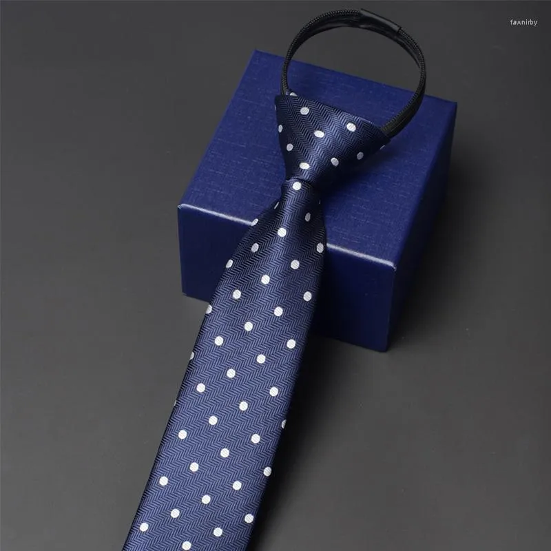 Bow Ties Brand Men's 6cm dragkedja slipsar högkvalitativ män affärsarbete slips mode formell smal hals för klassisk blå