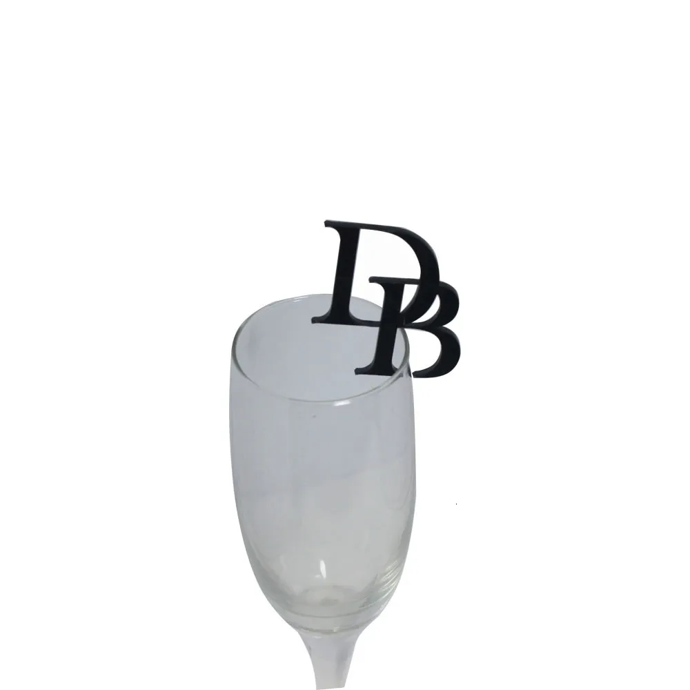 Autres fournitures de fête d'événement 2050100pcs Agitateurs de boissons personnalisés Laser Acrylique Étiquettes de boissons de mariage Marqueurs de verre Champagne Toasting Tags Cocktail Charms 230710