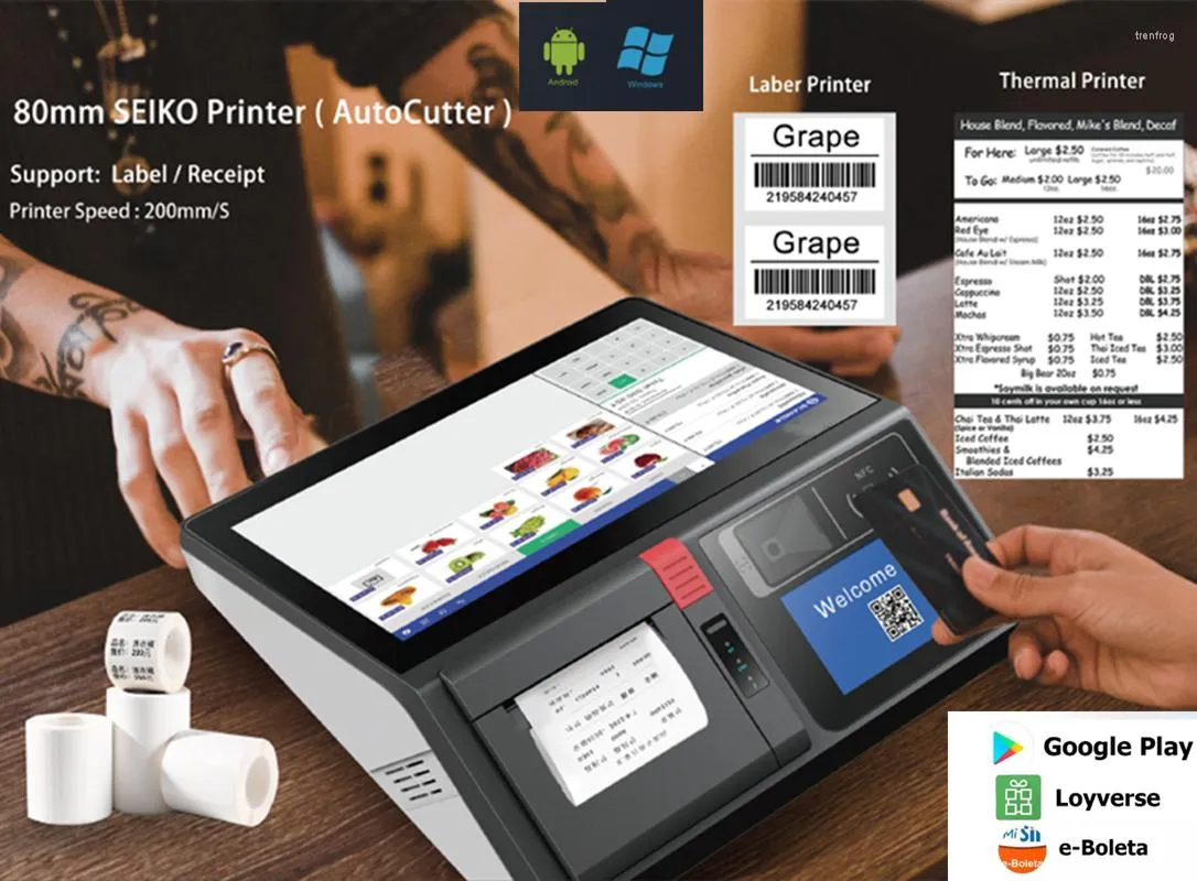 Original Mini Pos Machine Windows/Android With Printer 80mm 11.6" All In One Computer 8GB RAM System Scanner NFC