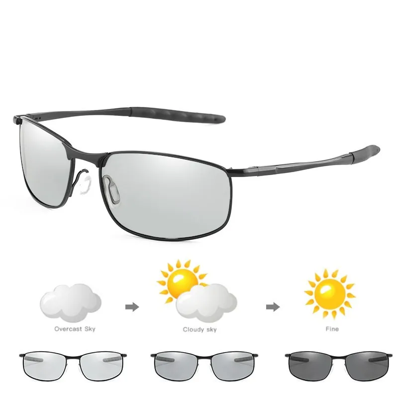النظارات الشمسية الضوئية للرجال نظارة استقطابية تغيير ألوان بولارويد شمس للنظارات للرجال الرياضيين يقودون UV400