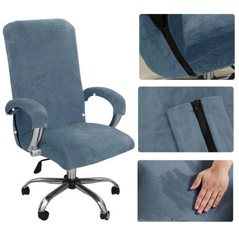 Chair Covers 1Set Velvet Elastic Cover Thickened Internet Cafe Cinema Armchair Case Office Staff Computer Swivel Seat Removable 230711