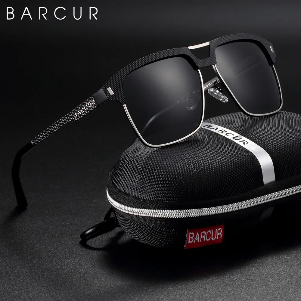 BARCUR Original Design Polarized Solglasögon Herr Solglasögon för Herr Körning Fyrkantiga Glasögon Sportglasögon