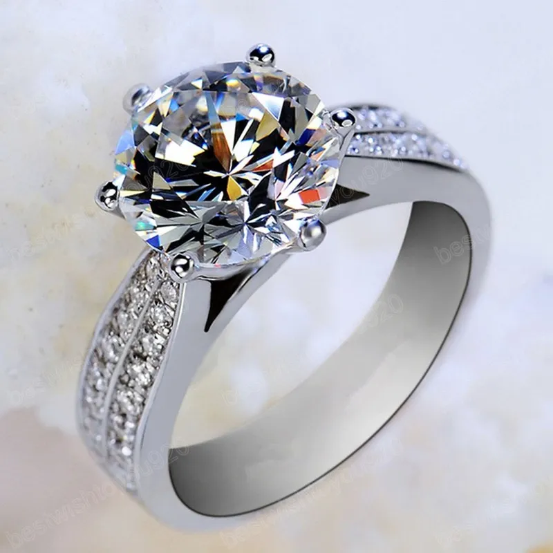 高級デザイナー特大ジルコンチタン鋼リングモアッサナイト婚約指輪女性のウェディングパーティージュエリー
