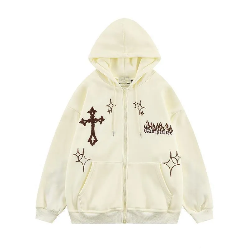 Mens Skull Hoodie Sweatshirt Vintage Oversized Zip Up Hooded