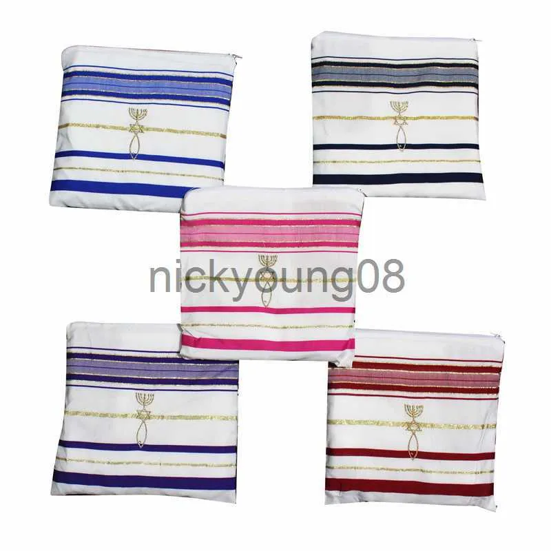 Xales Jkrising Jedaica Tallit Xaile Israel Talit Cachecol com Bolsa Talis Poliéster Wraps Oração 50x180cm x0711