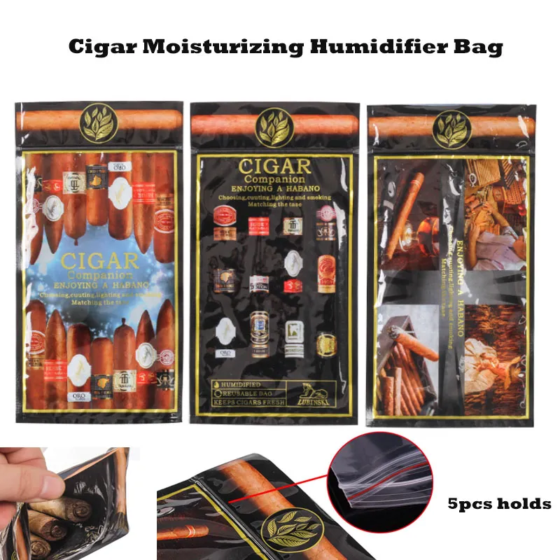 2 unids/lote, humidificador de viaje, bolsa con cremallera, bolsa humectante humectante para cigarros, 65-75% RH, 90 días, Mini humidificador portátil para cigarros, bolsas humidificadoras