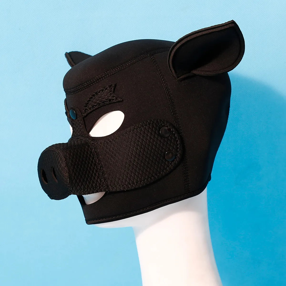 Sexspielzeug für Paare, Neopren-Fetisch-Tiermaske mit abnehmbarer Nase, voller Kopf, Bondage, BDSM, Schwein, Sklavenhaube_voghion.com