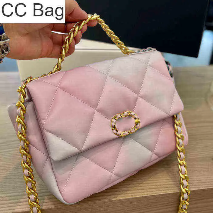 CC Bag Einkaufstaschen Mermaid Pink Gradient 19 Series Jumbo Flap Bag Klassische gesteppte Karo-Tragetaschen aus Lammleder Gold- und Silberbeschläge Kette Cros