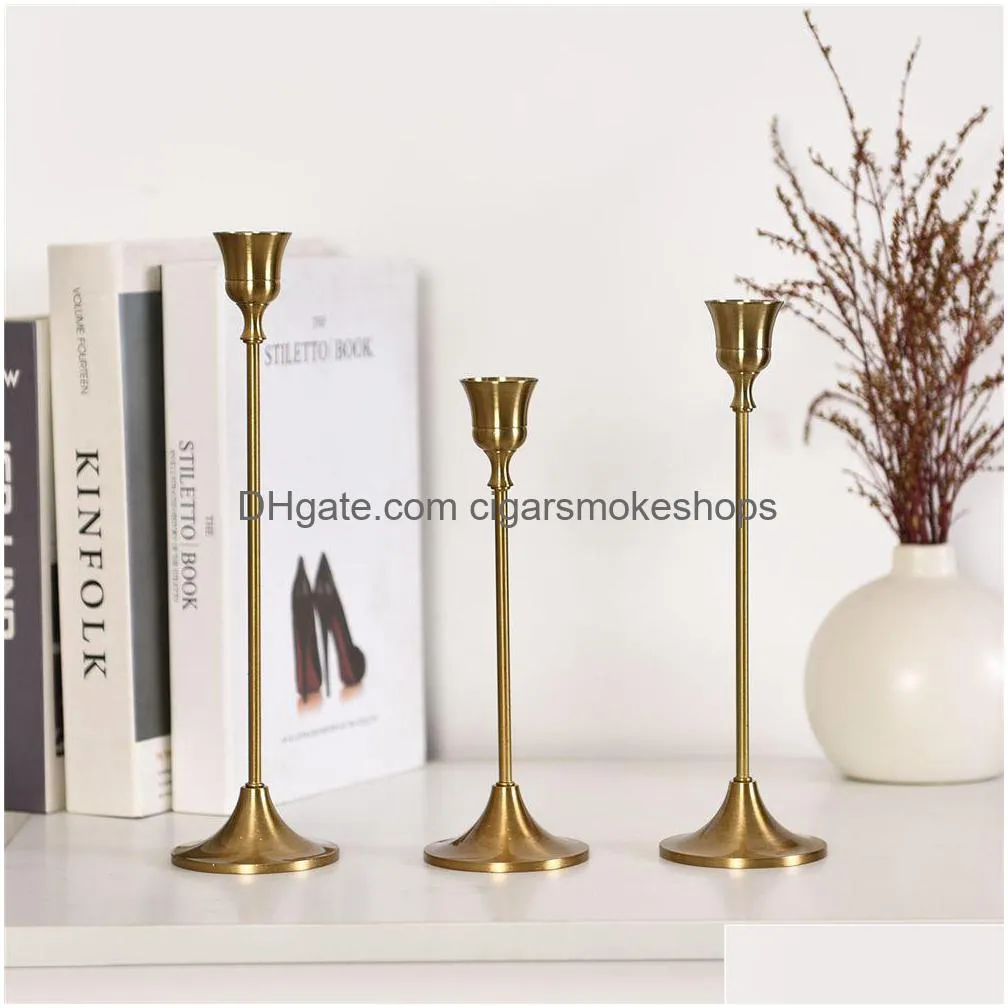 Decorative Metal Taper Candle Holders Set Black Hollow Out Candlestick ...