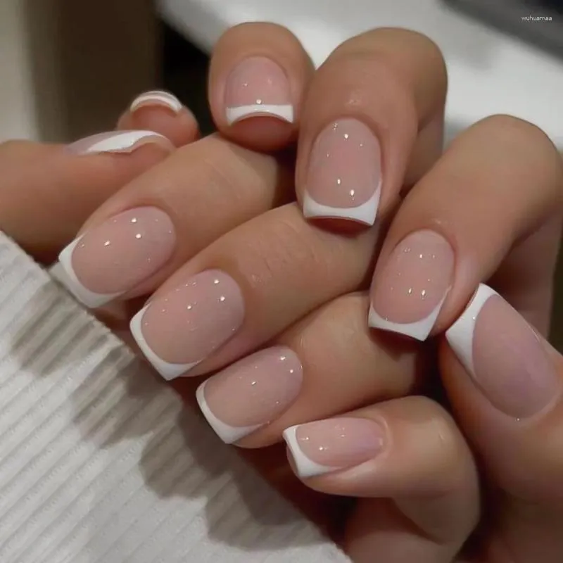 Valse nagels Vierkante kop Druk op Franse nageltips Mode nep voor doe-het-zelf vrouwen meisjes