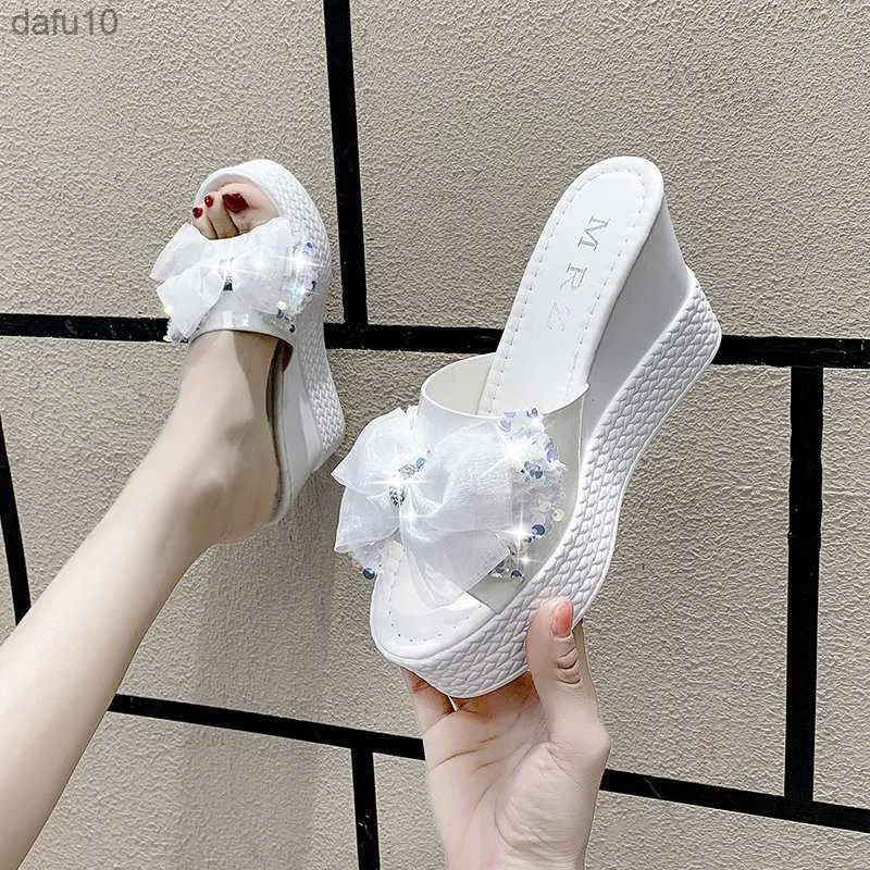 2022 Zomer Nieuwe Stijl Aangekomen Sexy Platform Wiggen Sandalen Vrouwen Mode Hoge Hakken Vrouwelijke Slippers Vrouwen Sandalen L230704